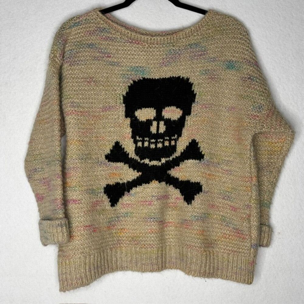 Topshop Skull & Crossbones Punk Rival Slouchy Sweater US 8